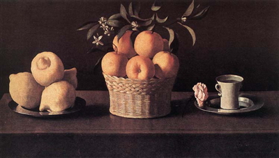 Ф. Сурбаран. «Лимоны, апельсины и розы». 1633. Флоренция, собрание А. Контини-Бонакосси